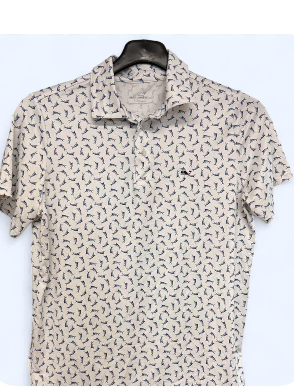 Vineyard Vines Boys L 16 Sankaty Performance Polo Marlin Fish Print